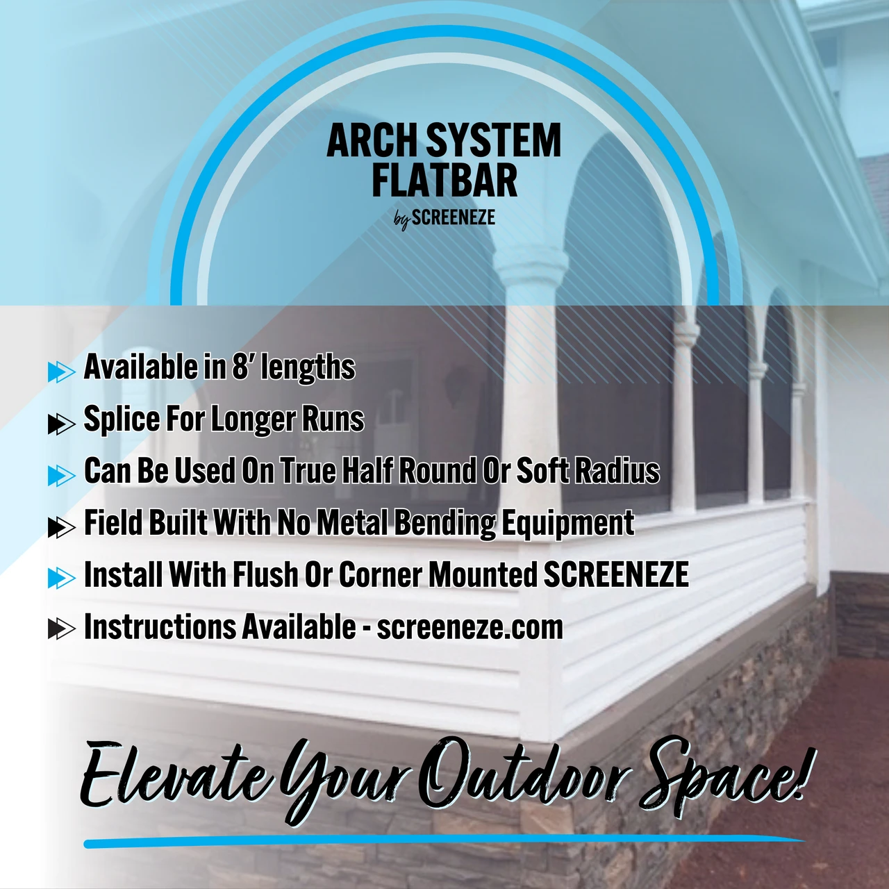 Arch System FLATBAR By SCREENEZEĀ® - 8 Ft Sticks - Image 2